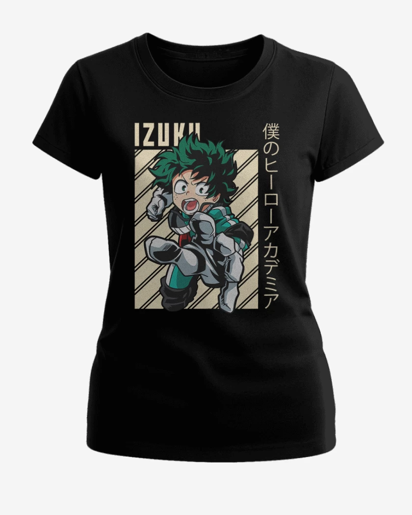 Polera de Mujer Negro de Izuku midoriya 1 
