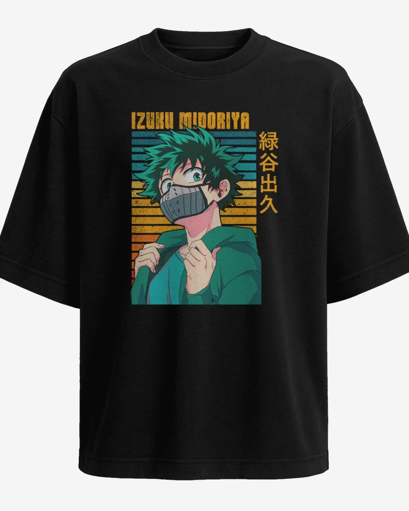 Polera Oversize Negro de Izuku midoriya 3