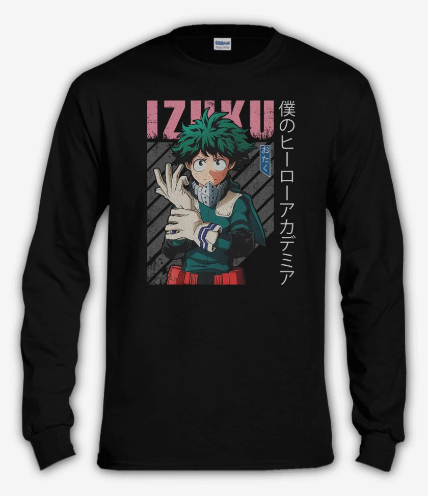 Polera manga larga Negro de Izuku midoriya 4