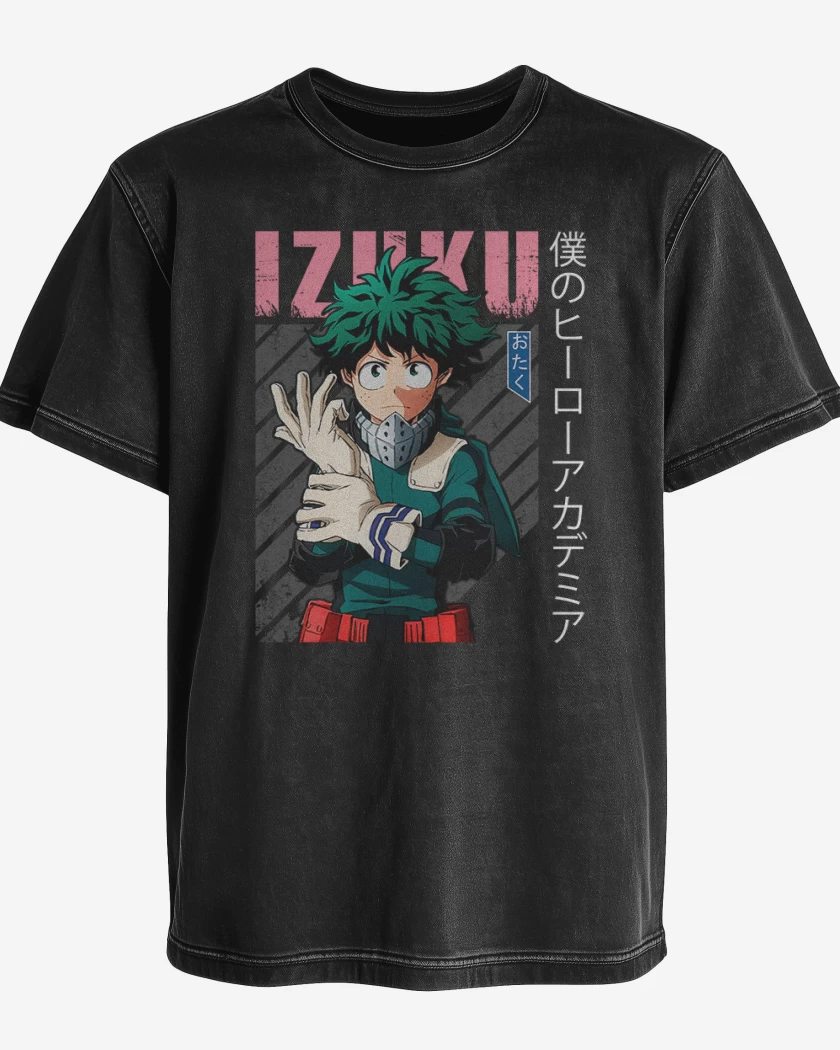 Polera desgastada Negro de Izuku midoriya 4