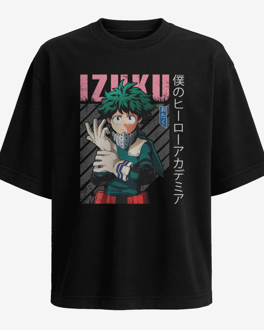 Polera Oversize Negro de Izuku midoriya 4