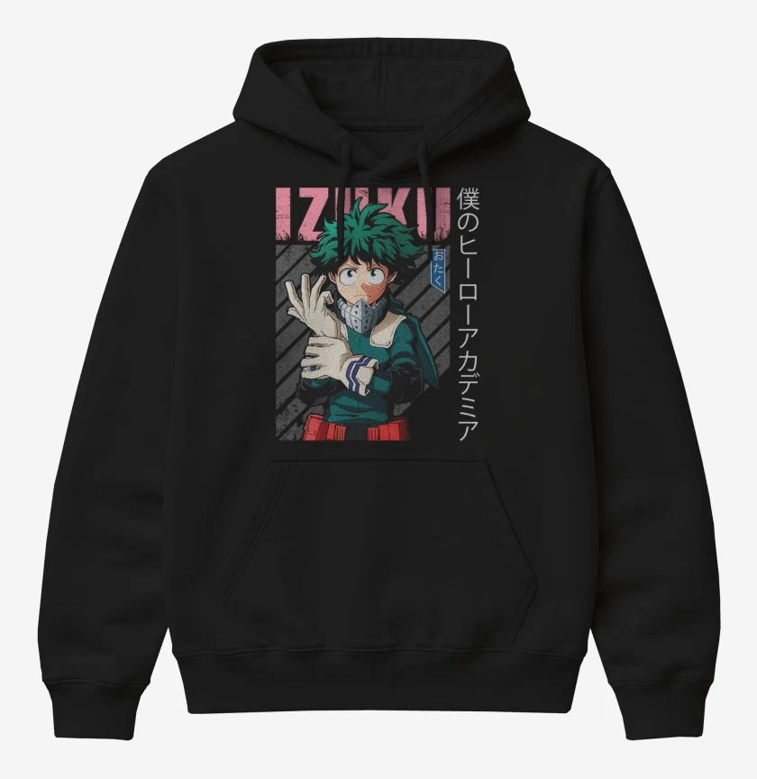 Poleron Canguro básico Negro de Izuku midoriya 4