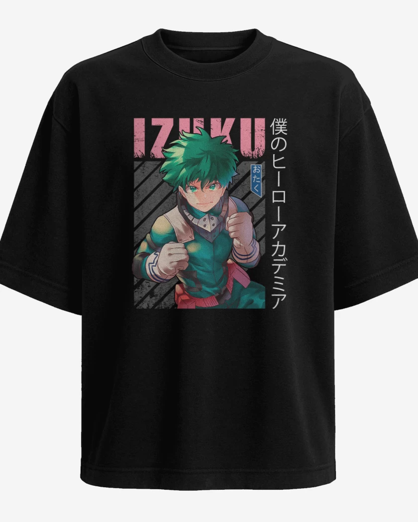 Polera Oversize Negro de Izuku midoriya 5
