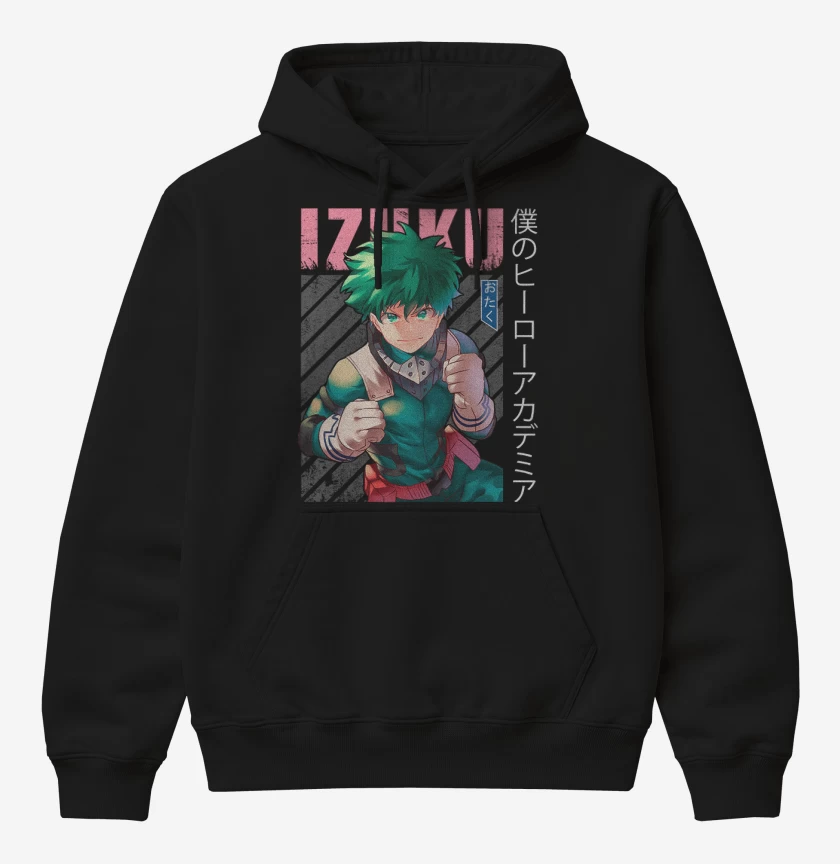 Poleron Canguro básico Negro de Izuku midoriya 5