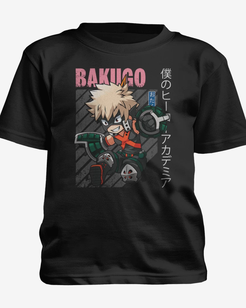 Polera de niño Negro de Katsuki bakugo 1
