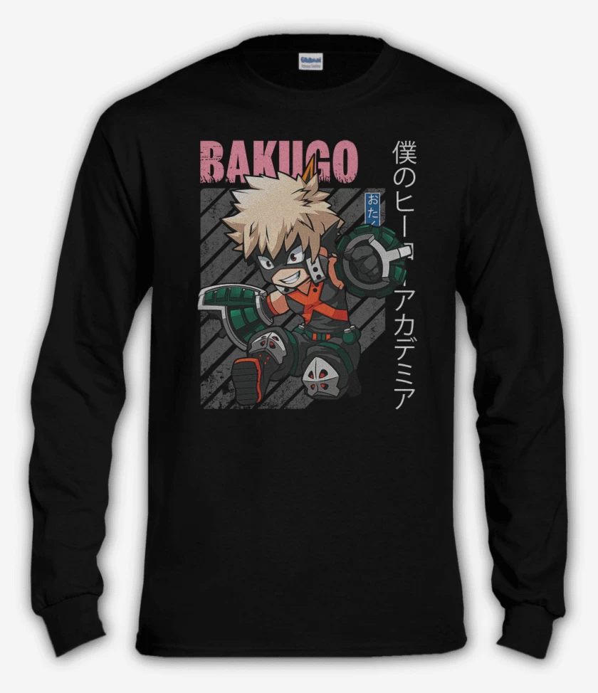 Polera manga larga Negro de Katsuki bakugo 1