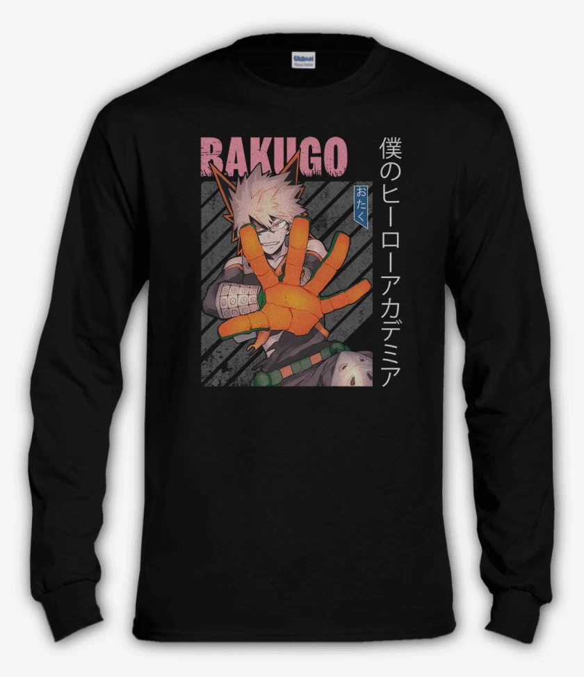 Polera manga larga Negro de Bakugo 1
