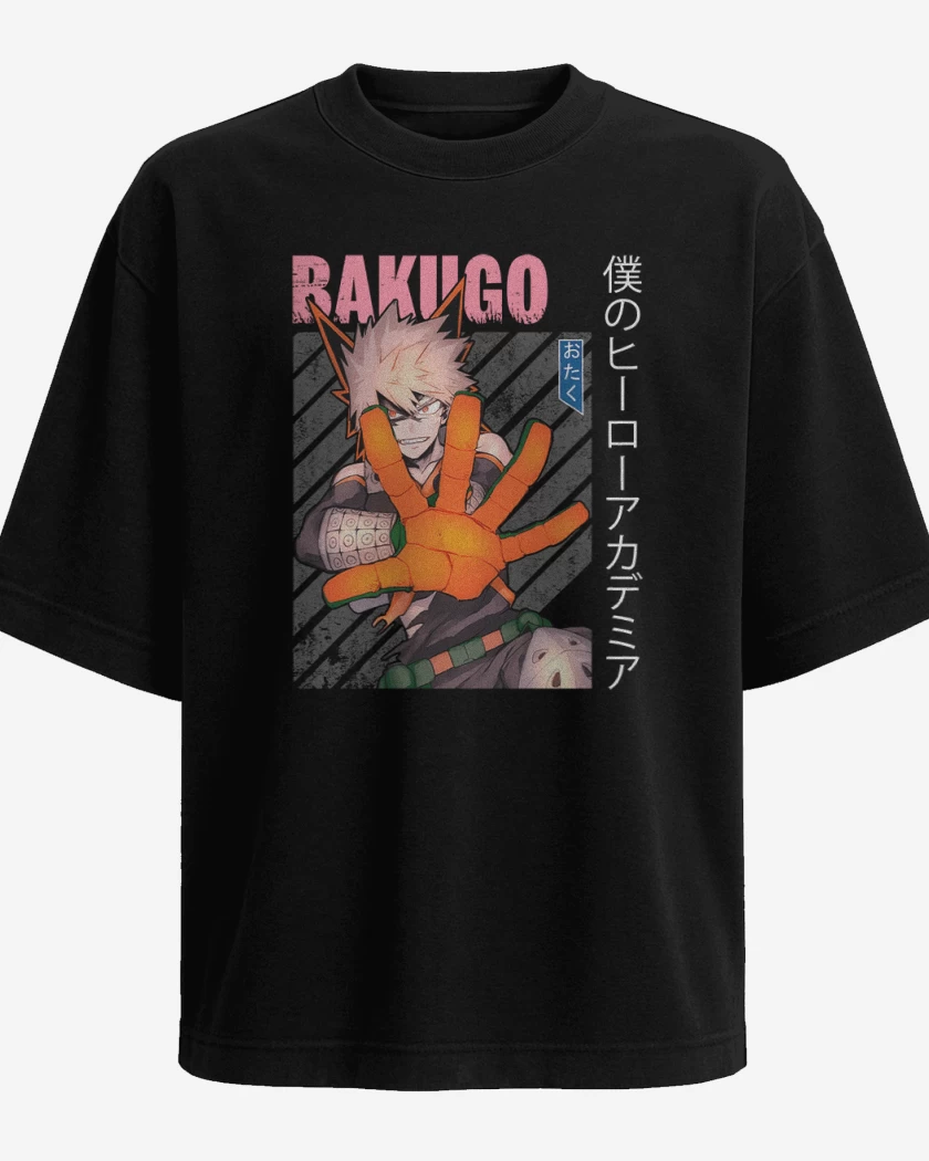 Polera Oversize Negro de Bakugo 1