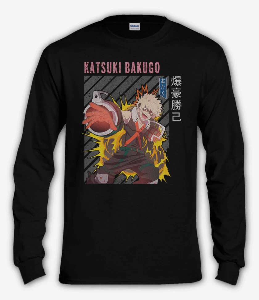 Polera manga larga Negro de Katsuki Bakugo 2