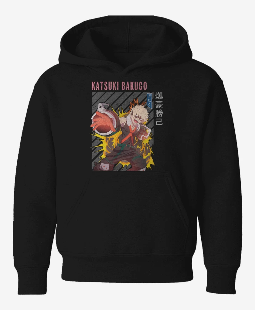 Poleron de niño Negro de Katsuki Bakugo 2
