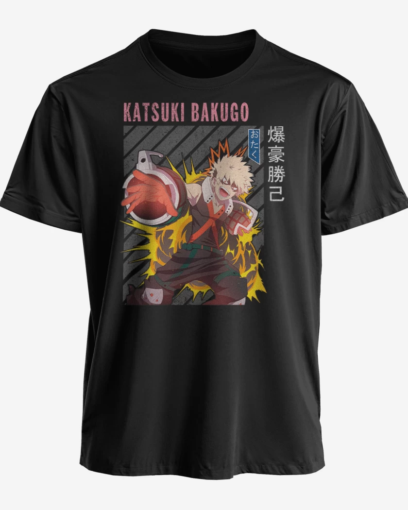 Polera premium Negro de Katsuki Bakugo 2
