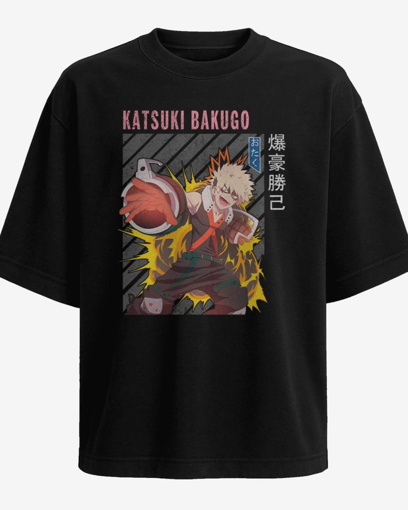 Polera Oversize Negro de Katsuki Bakugo 2