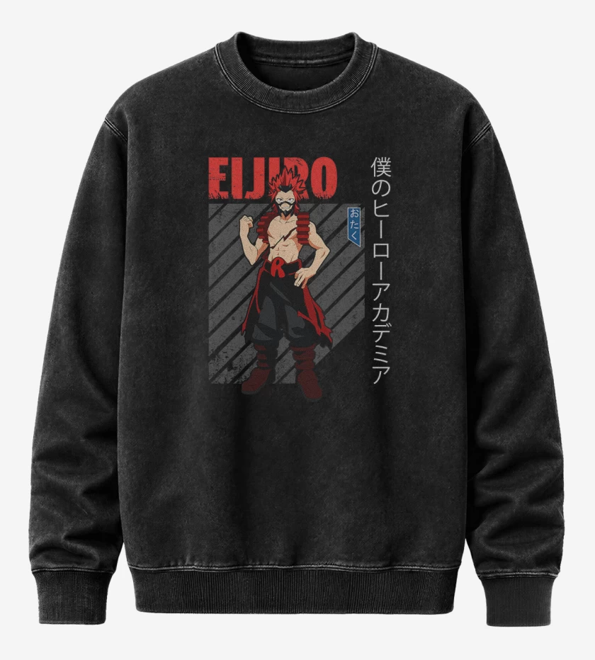 Poleron Polo Acid Wash Negro de eijiro kirishima