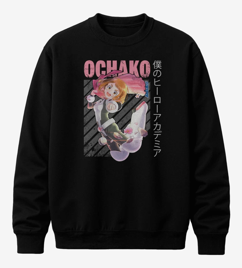 Poleron polo Negro de Ochaco uraraka 1