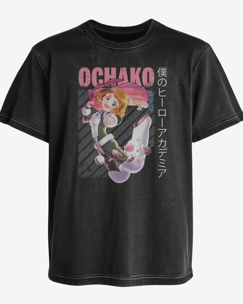 Polera desgastada Negro de Ochaco uraraka 1