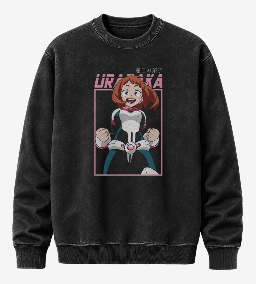 Poleron Polo Acid Wash Negro de Uraraka