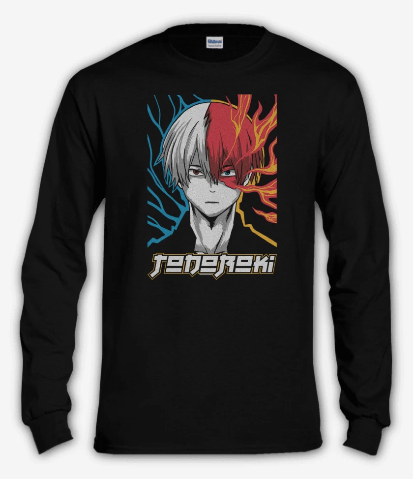 Polera manga larga Negro de Todoroki