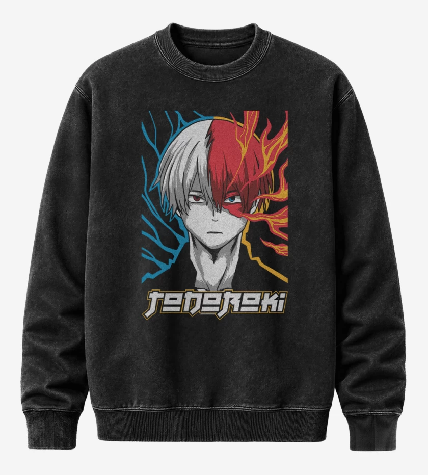 Poleron Polo Acid Wash Negro de Todoroki