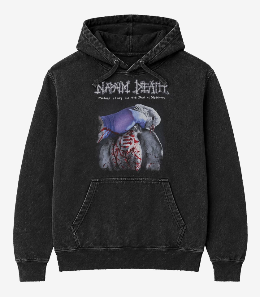 Poleron Canguro Acid Wash Negro de Napalm Death Throes of Joy