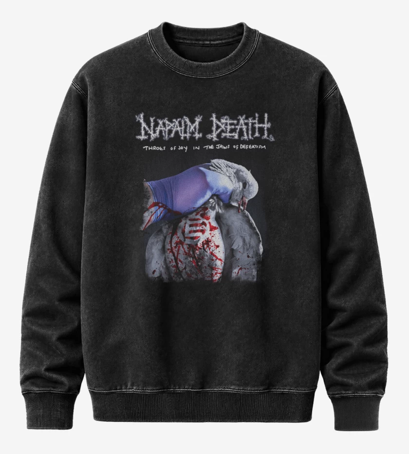 Poleron Polo Acid Wash Negro de Napalm Death Throes of Joy