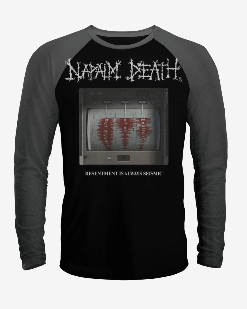 Polera Raglan Negro / Negro Heather de Napalm Death Resentment Is Always Seismic