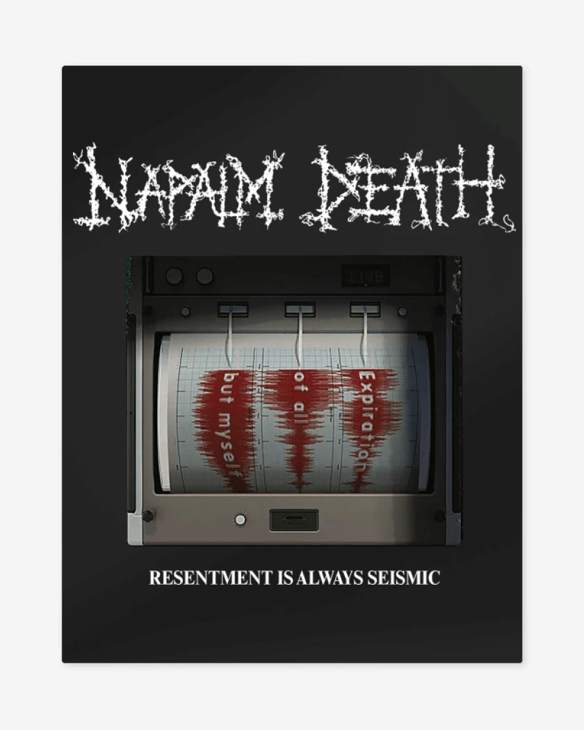 Print metalico Negro de Napalm Death Resentment Is Always Seismic