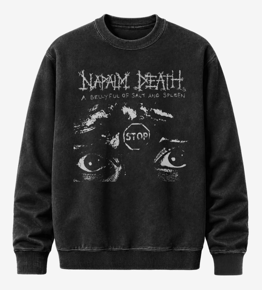 Poleron Polo Acid Wash Negro de Napalm Death A Bellyful of Salt and Spleen