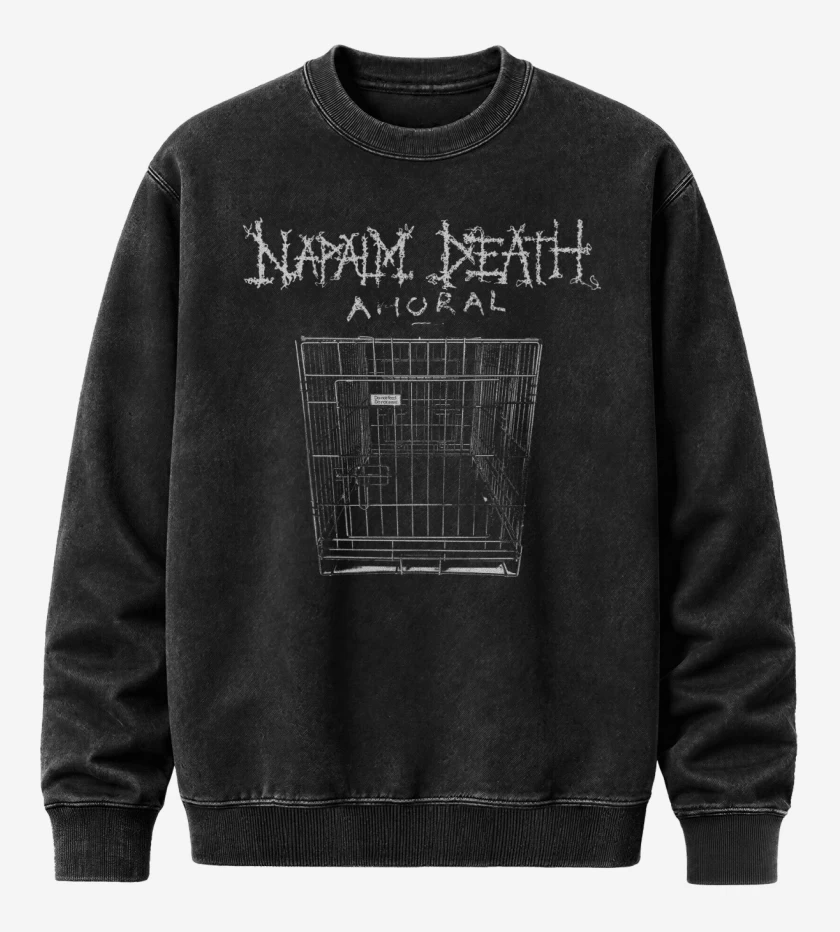 Poleron Polo Acid Wash Negro de Napalm Death Amoral
