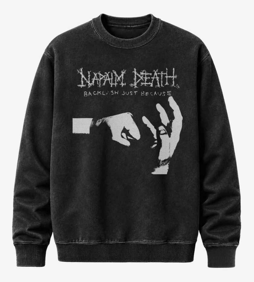 Poleron Polo Acid Wash Negro de Napalm Death Backlash Just Because
