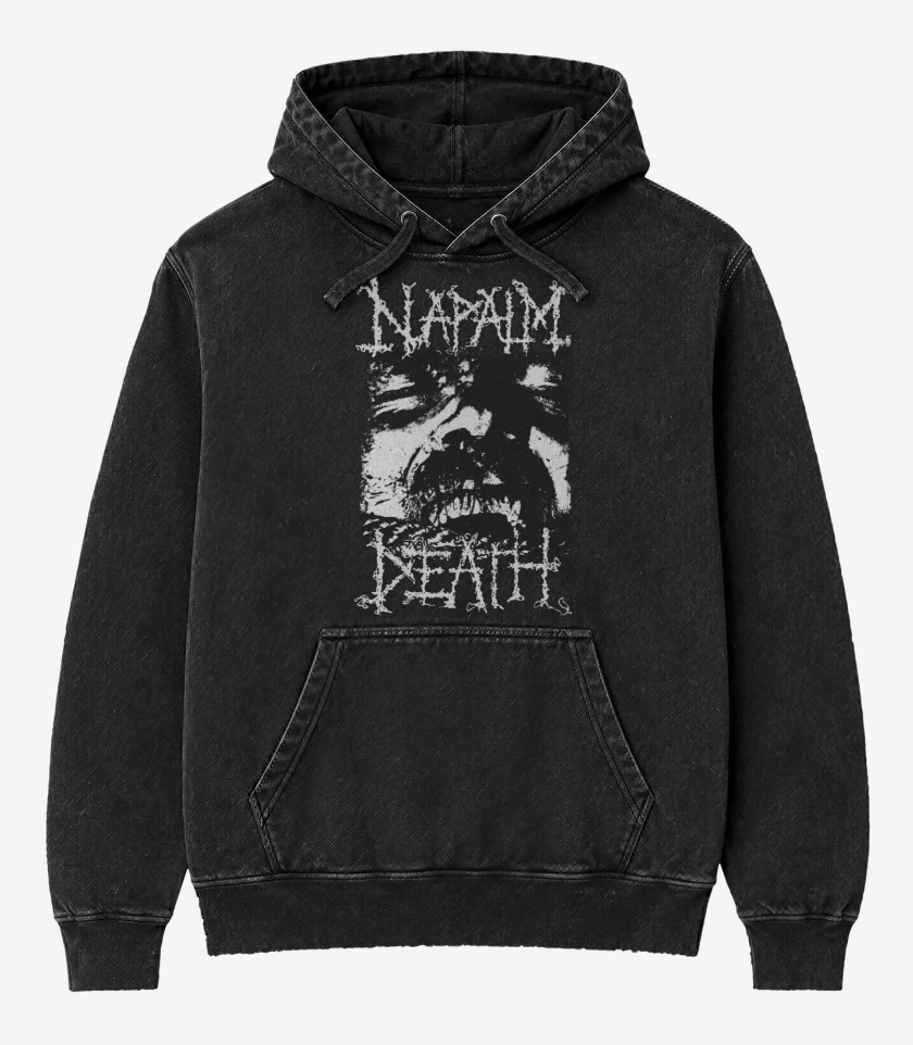 Poleron Canguro Acid Wash Negro de Napalm Death Logic Ravaged by Brute Force