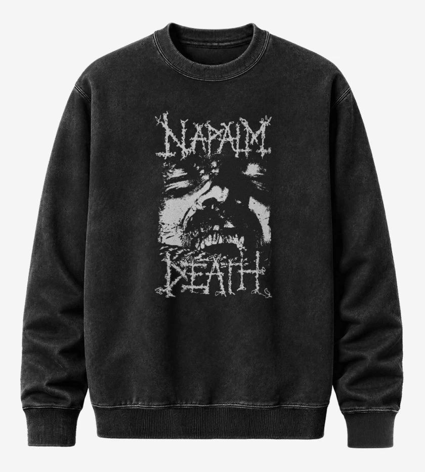 Poleron Polo Acid Wash Negro de Napalm Death Logic Ravaged by Brute Force