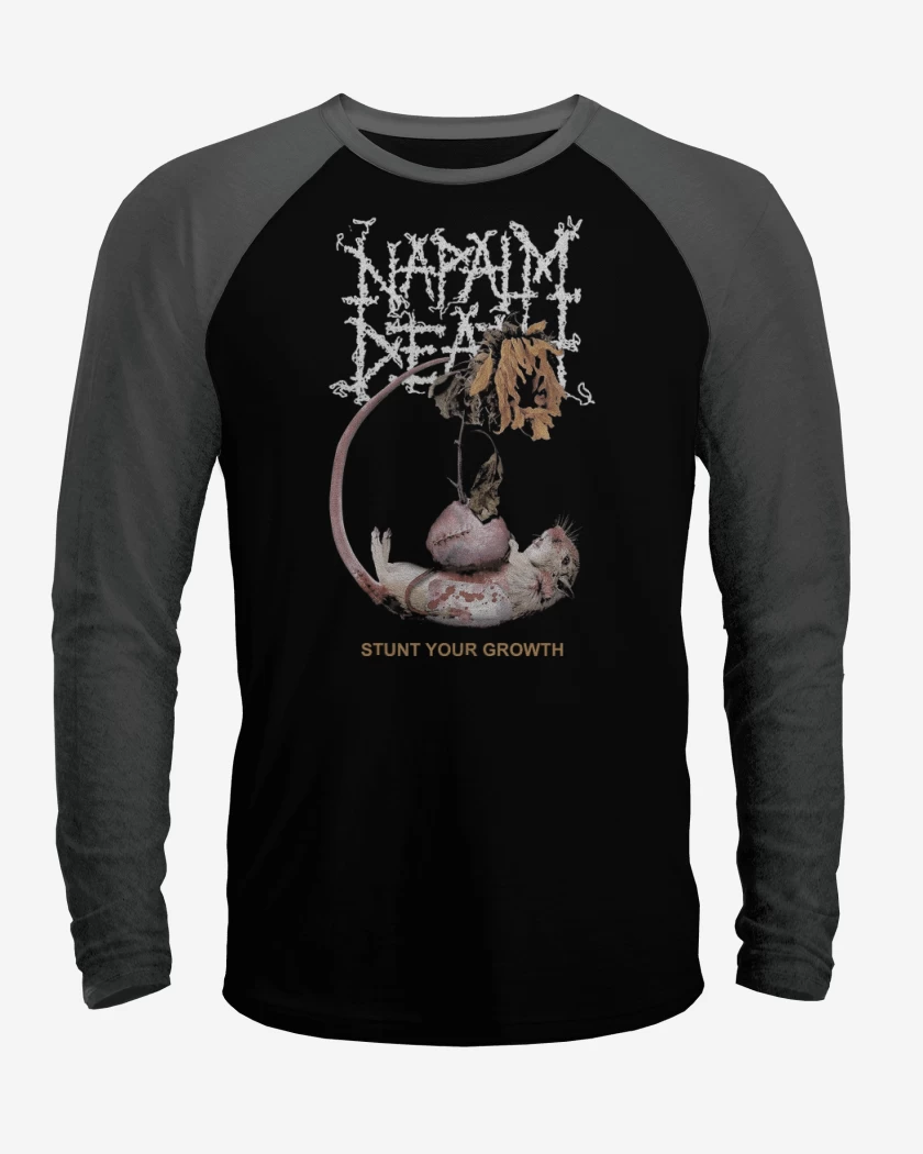 Polera Raglan Negro / Negro Heather de Napalm Death Stunt Your Growth