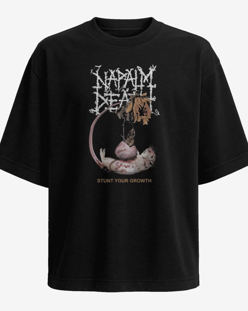 Polera Oversize Negro de Napalm Death Stunt Your Growth