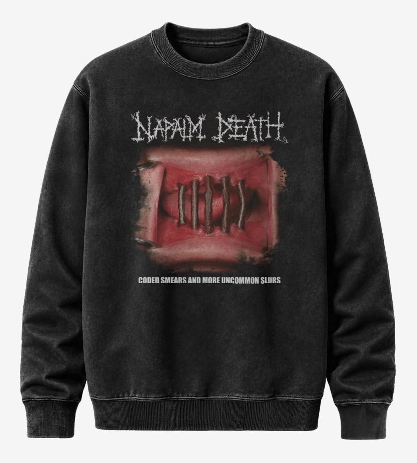 Poleron Polo Acid Wash Negro de Napalm Death Coded Smears