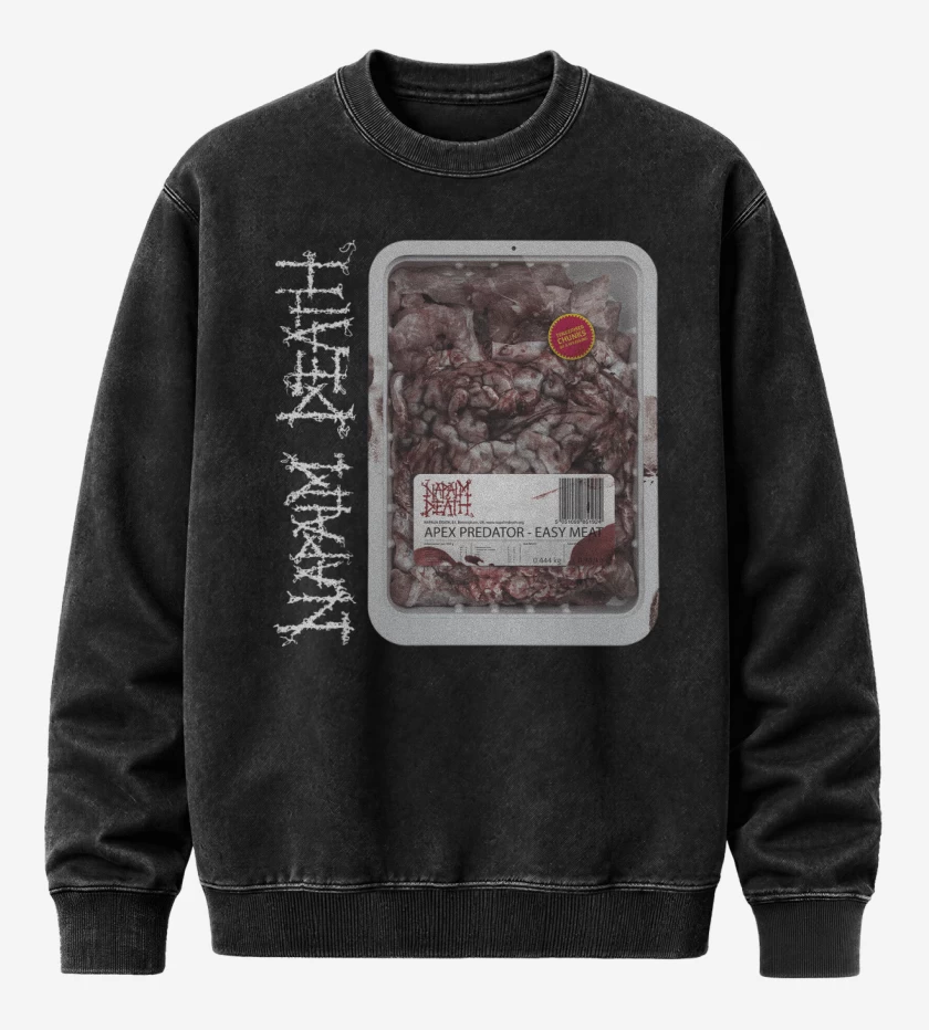 Poleron Polo Acid Wash Negro de Napalm Death Apex Predator