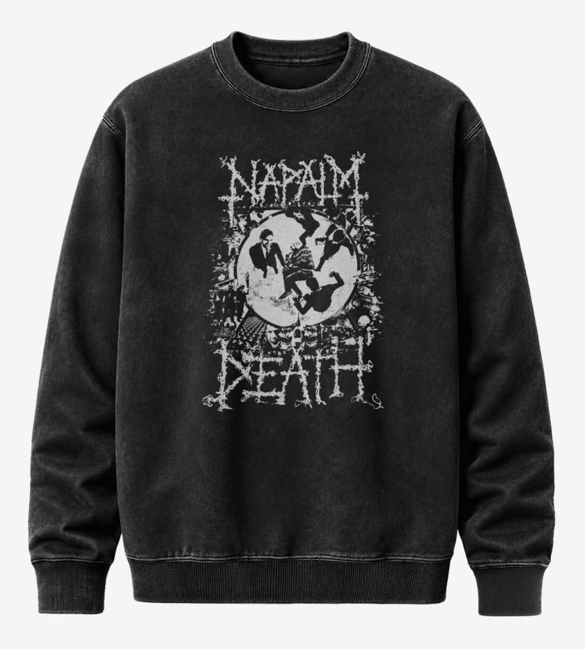 Poleron Polo Acid Wash Negro de Napalm Death Utilitarian