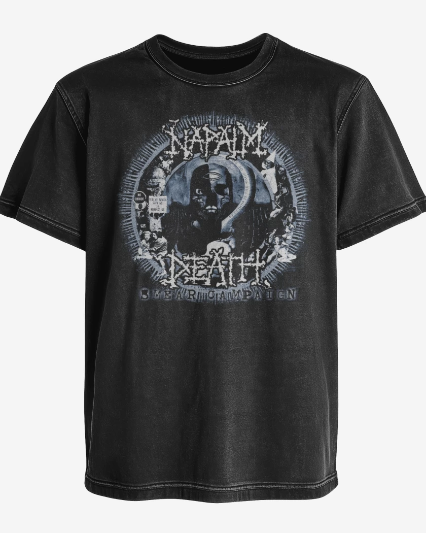 Polera desgastada Negro de Napalm Smear Camping