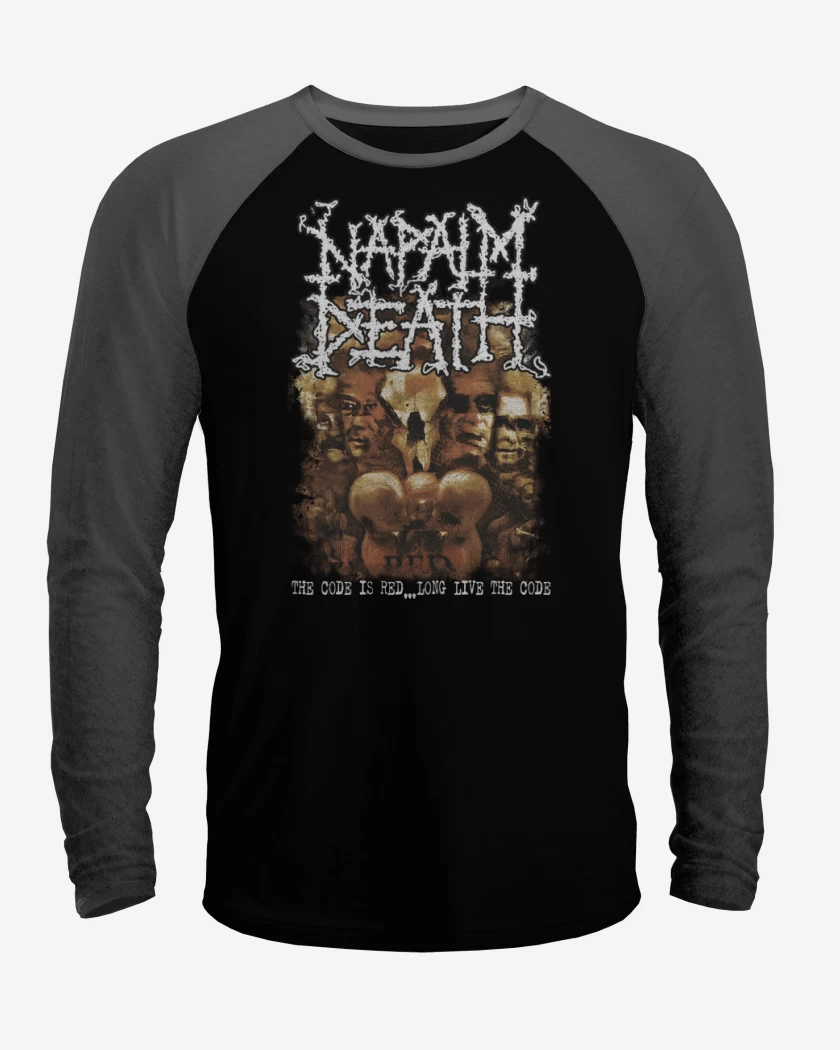 Polera Raglan Negro / Negro Heather de Napalm Death The Code Is Red