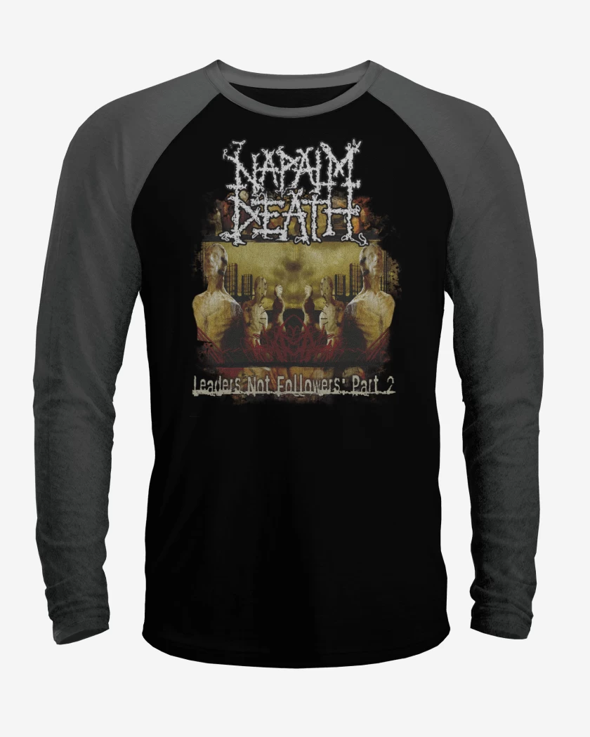 Polera Raglan Negro / Negro Heather de Napalm Death Leaders Not Followers: Part 2