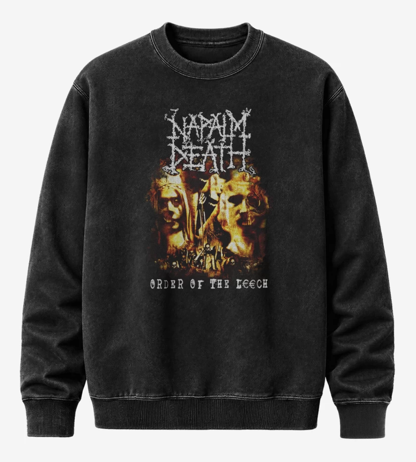 Poleron Polo Acid Wash Negro de Napalm Death Order of the Leech