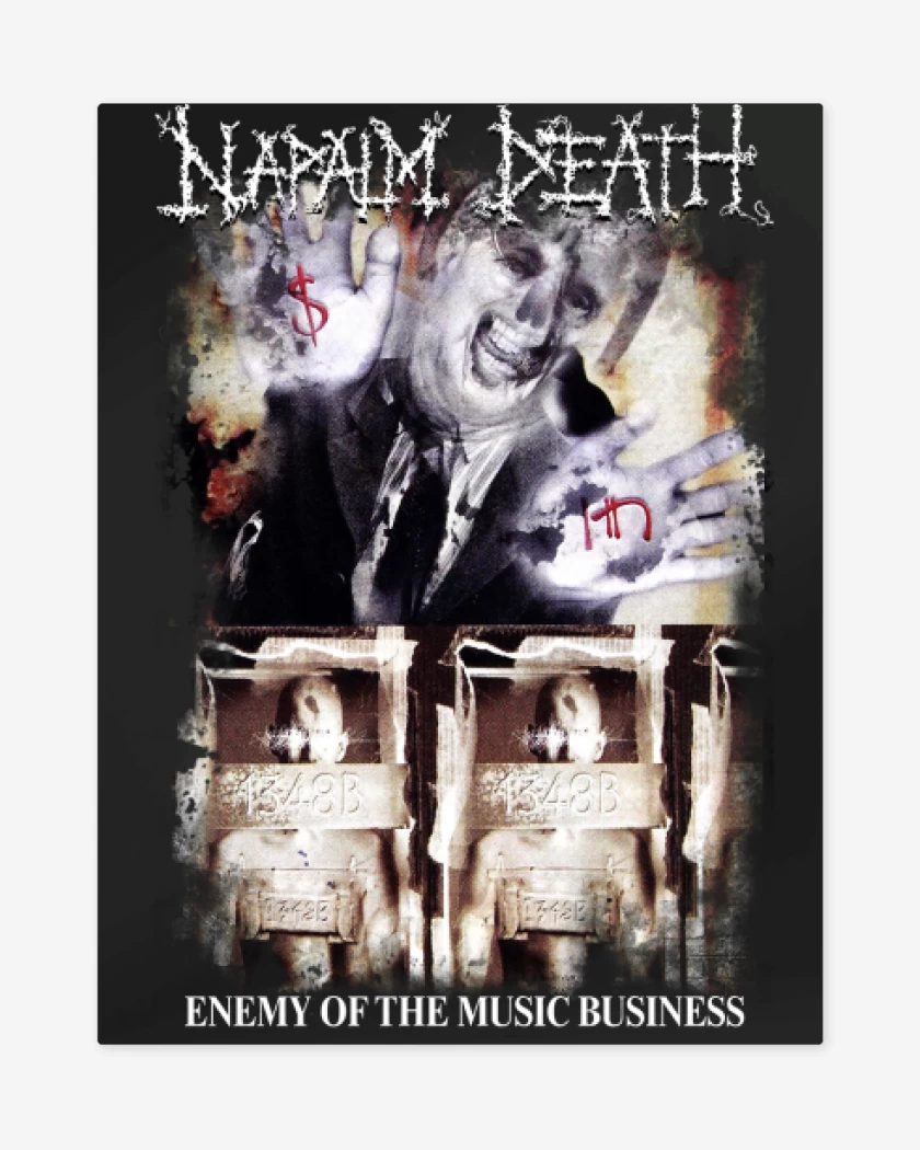 Print metalico Negro de Napalm Death Enemy of the Music Business