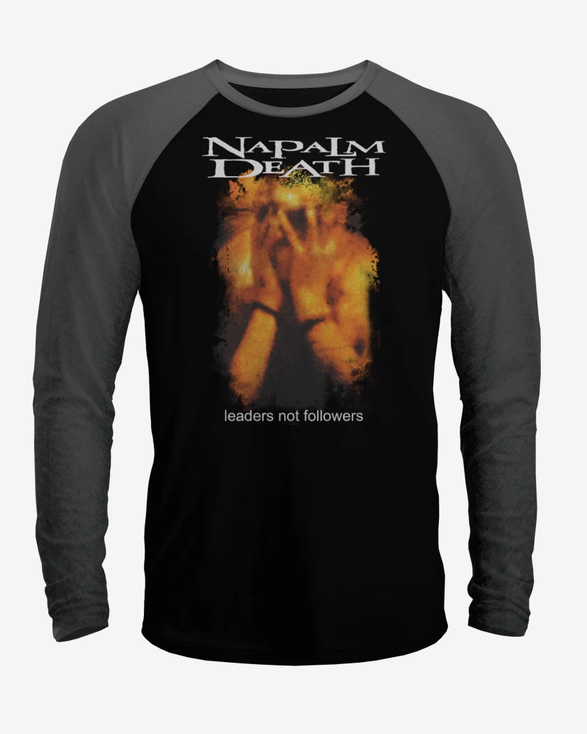 Polera Raglan Negro / Negro Heather de Napalm Death Leaders Not Followers