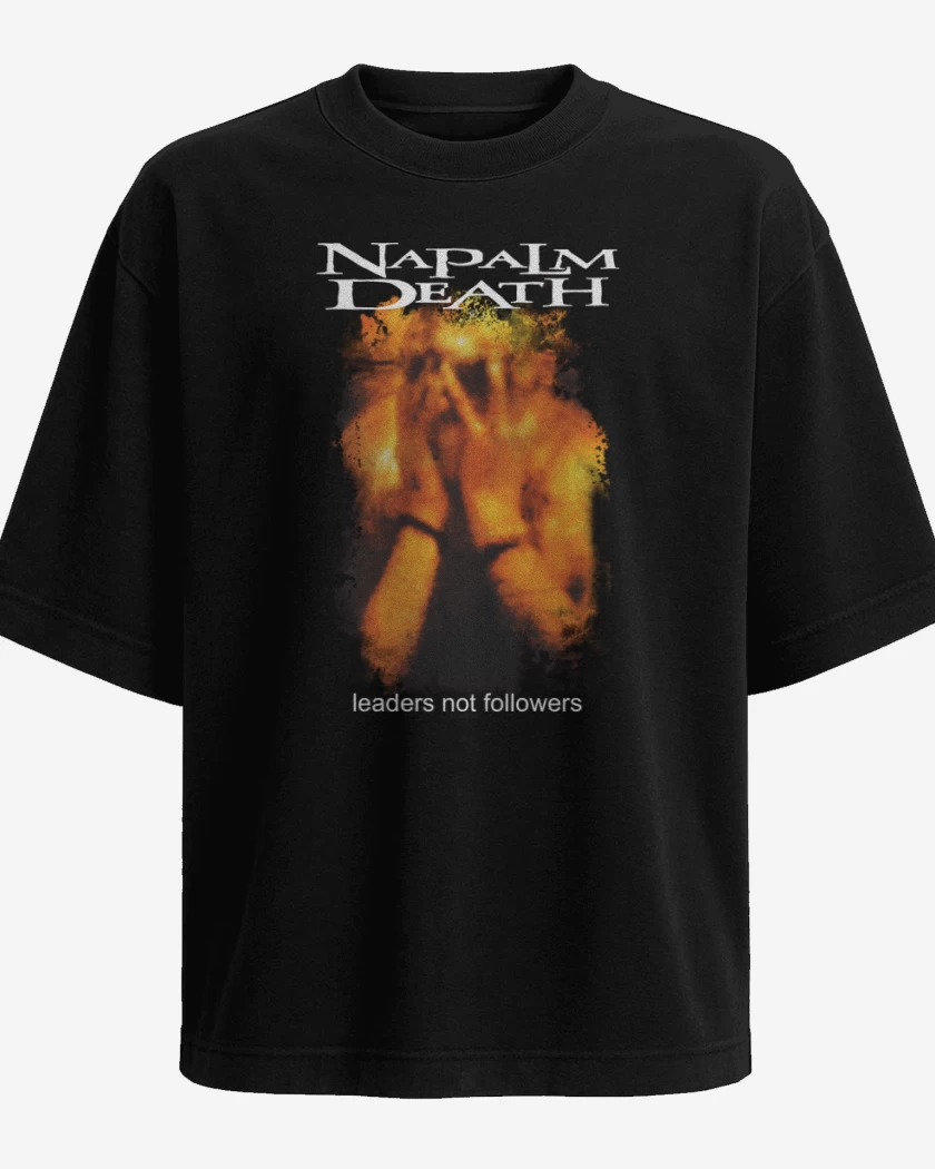 Polera Oversize Negro de Napalm Death Leaders Not Followers