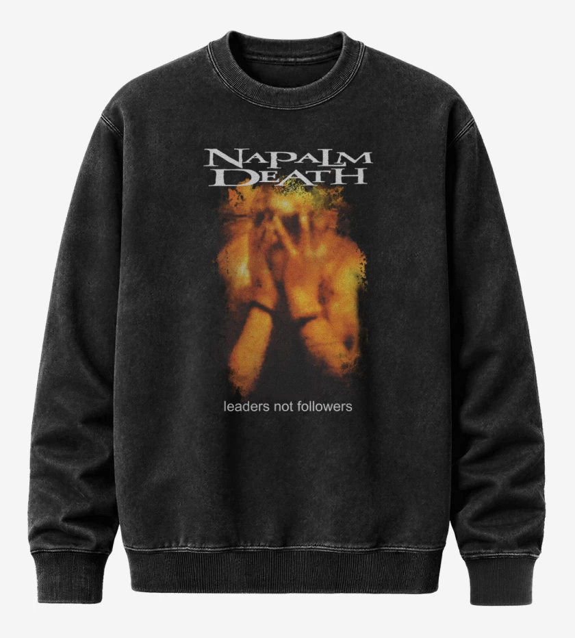 Poleron Polo Acid Wash Negro de Napalm Death Leaders Not Followers