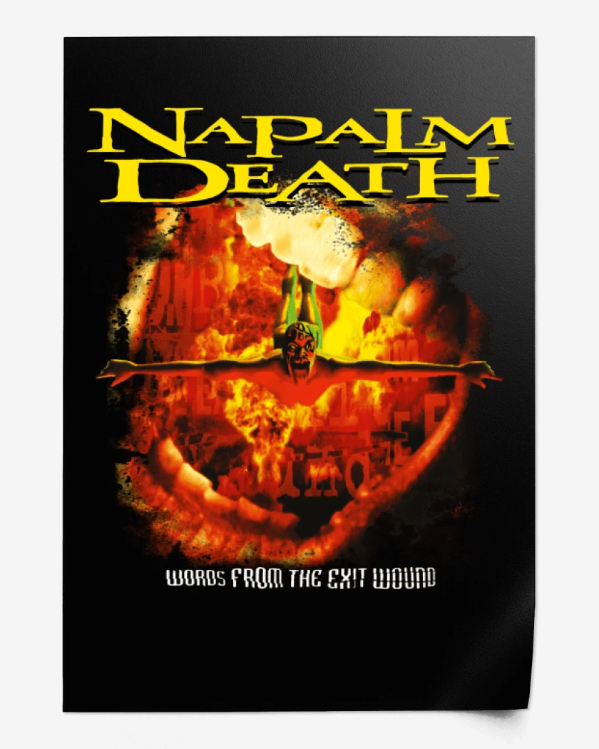 Print Negro de Napalm Death Words From The Exit Wound