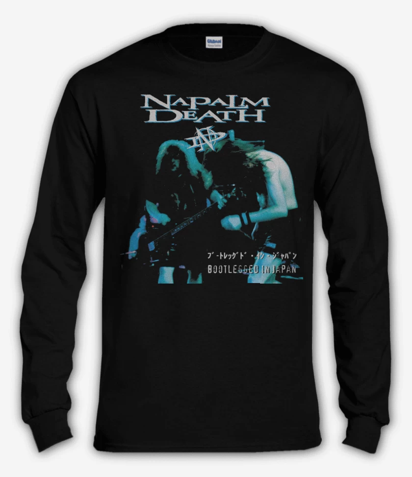 Polera manga larga Negro de Napalm Death Bootlegged in Japan