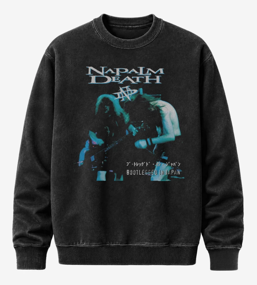 Poleron Polo Acid Wash Negro de Napalm Death Bootlegged in Japan