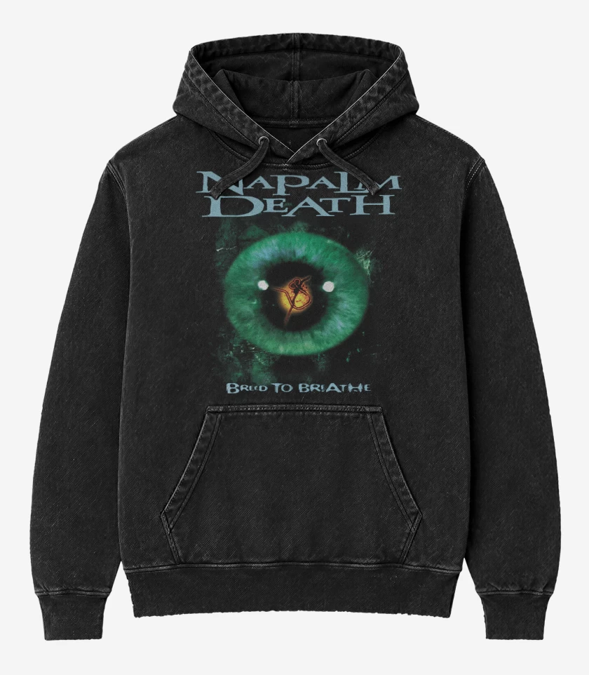 Poleron Canguro Acid Wash Negro de Napalm Death Breed to Breathe