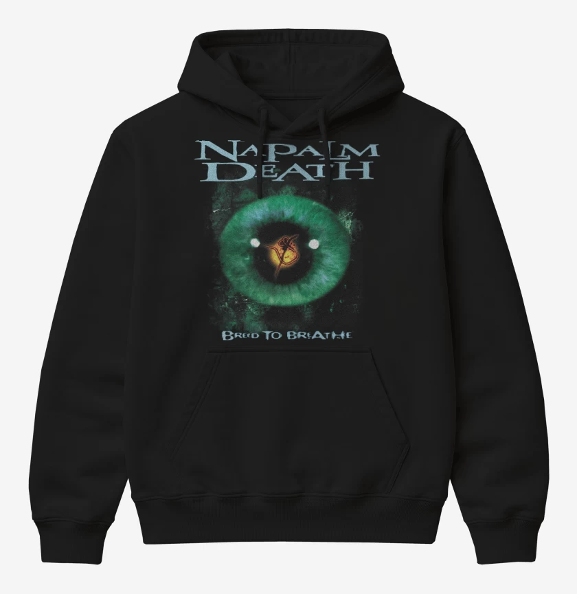 Poleron Canguro básico Negro de Napalm Death Breed to Breathe