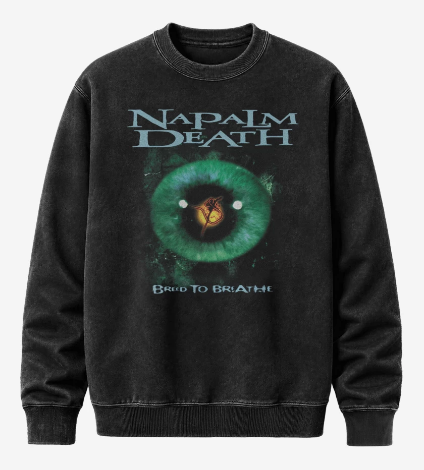 Poleron Polo Acid Wash Negro de Napalm Death Breed to Breathe